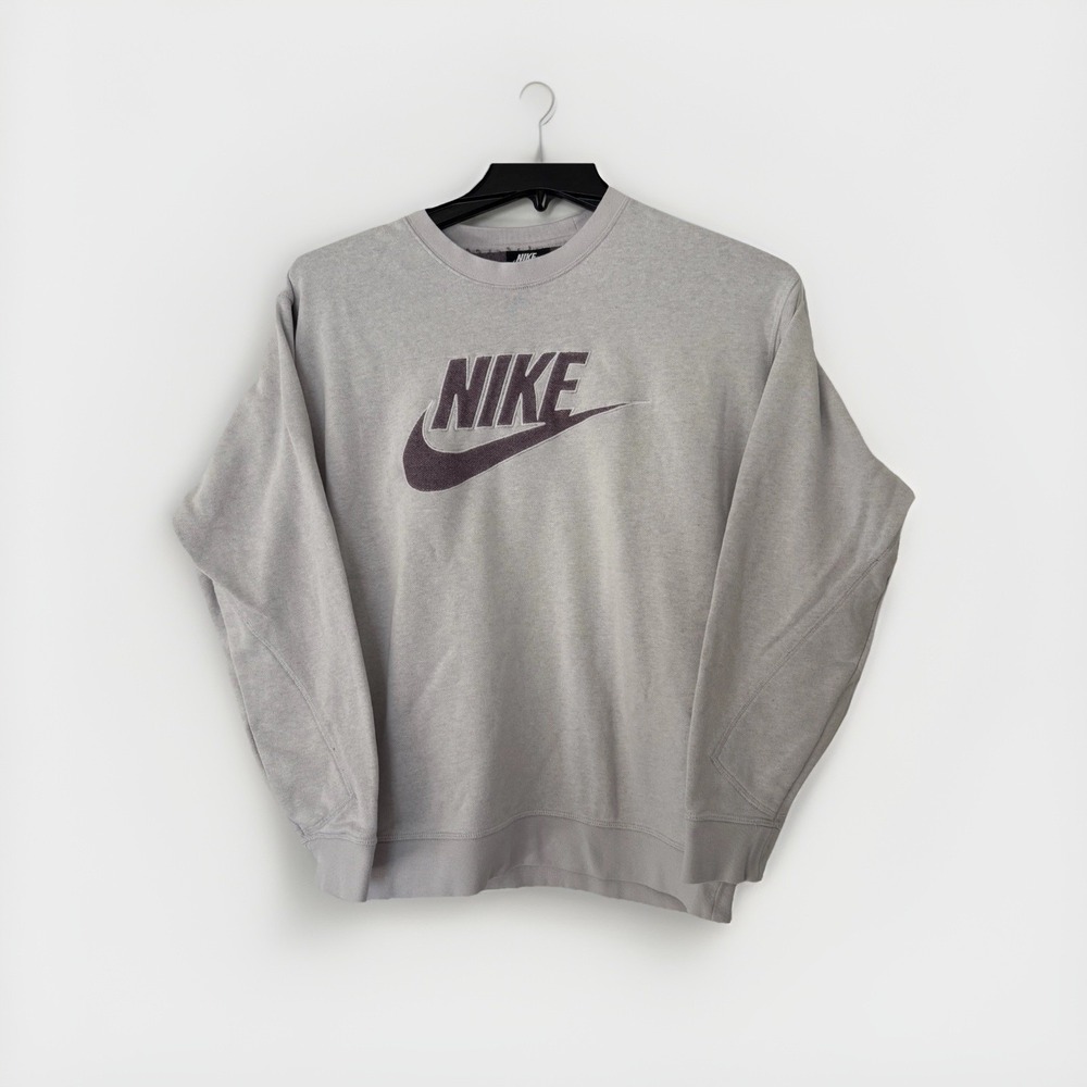 Nike WM‎ Small Lt Grey Sweatshirt W/purple Nike Logo, MoveToZero Collection Cozy